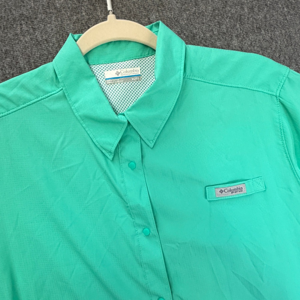 Columbia PFG Shirt Womens XL Green Long Sleeve Button Up Bahama II Fishing Gear - Picture 7 of 14